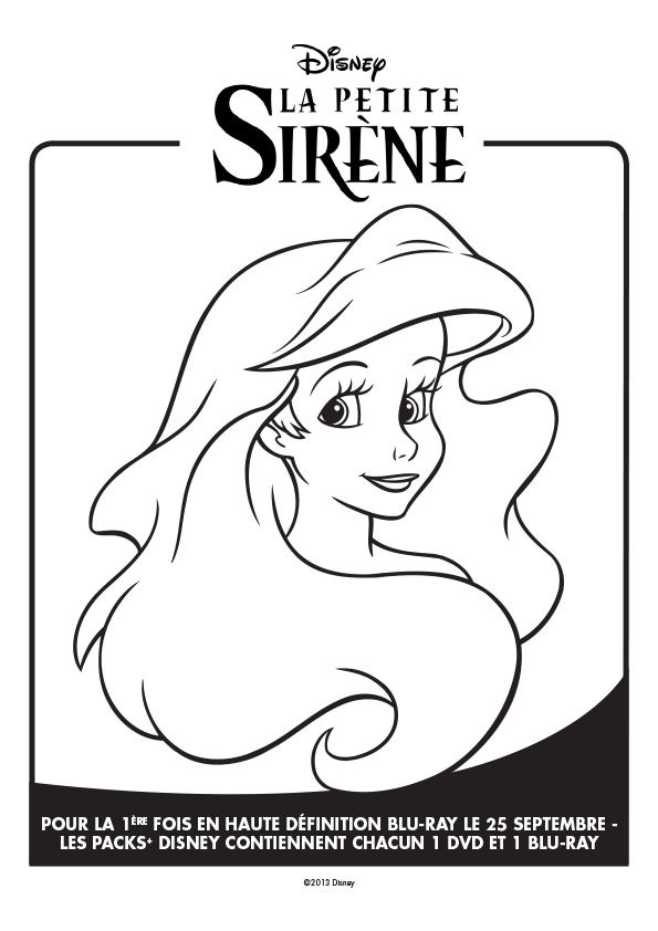 Coloriage Ariel sous l'océan avec ses amis marins - Ariel la petite sirène à imprimer